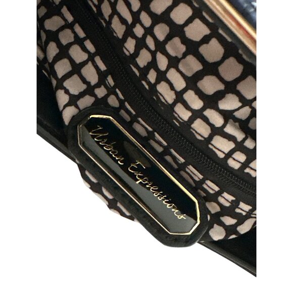 Urban Expression Crossbody Blue Black Croc Leather Gold Chain Flap Close Secure - Picture 4 of 8